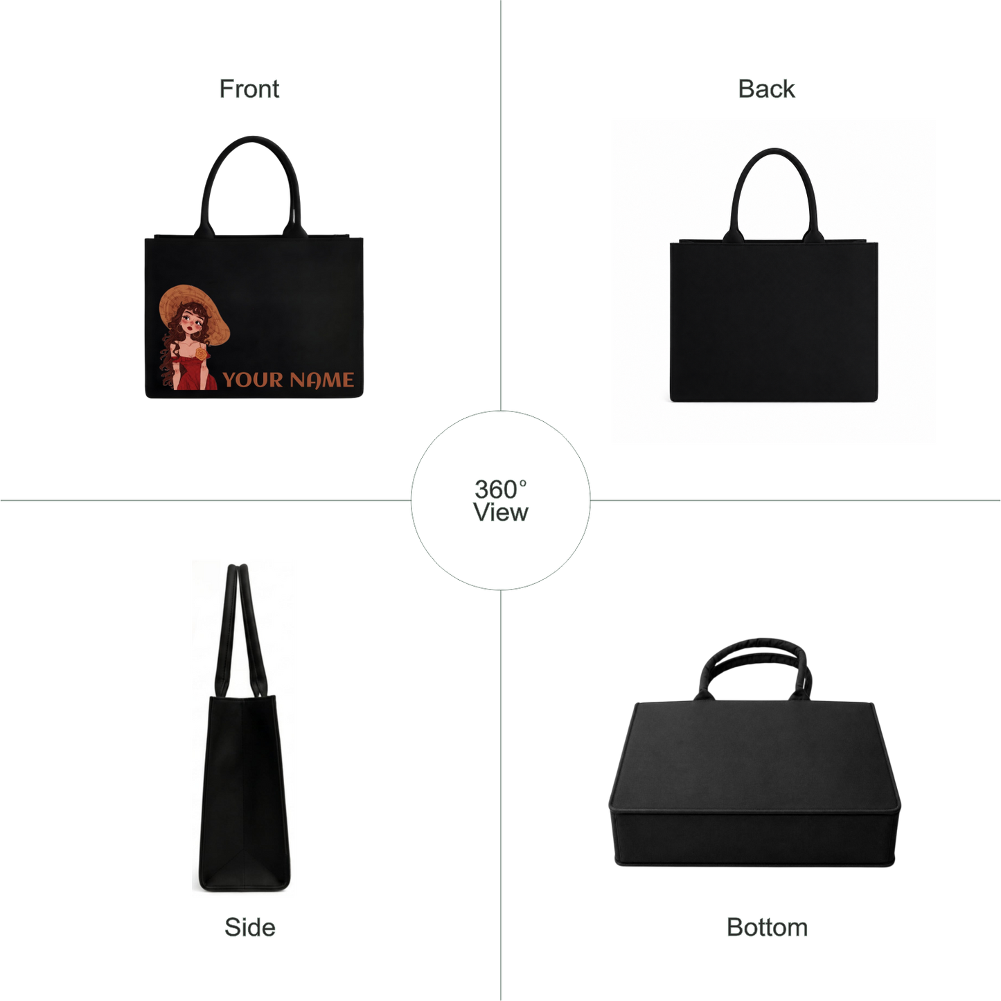 Personalized Elegant Girl Tote Bag with Custom Name ⭐ (Best Choice)