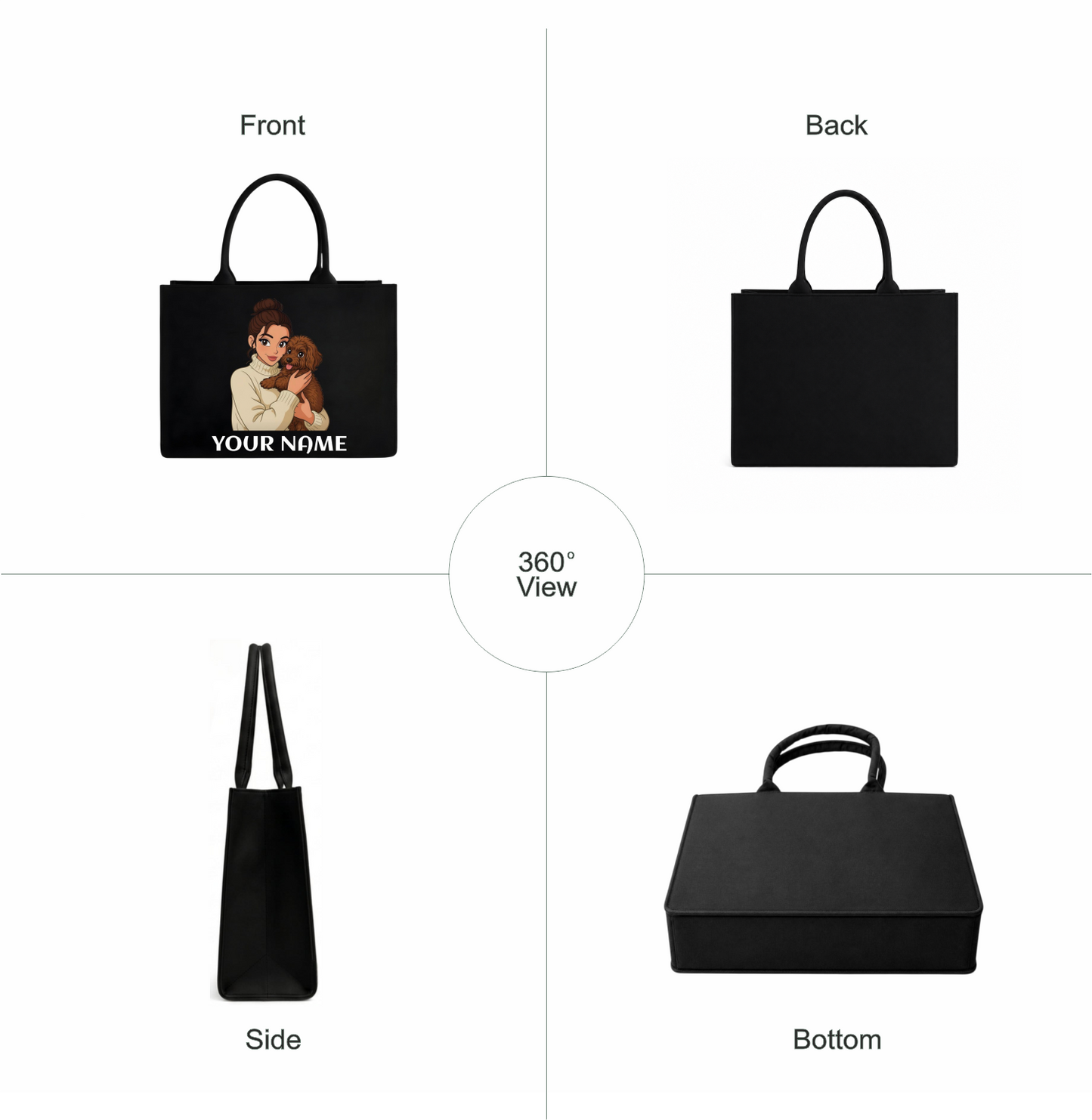 Personalized Pet Lover Tote Bag – Custom Name & Pet Portrait