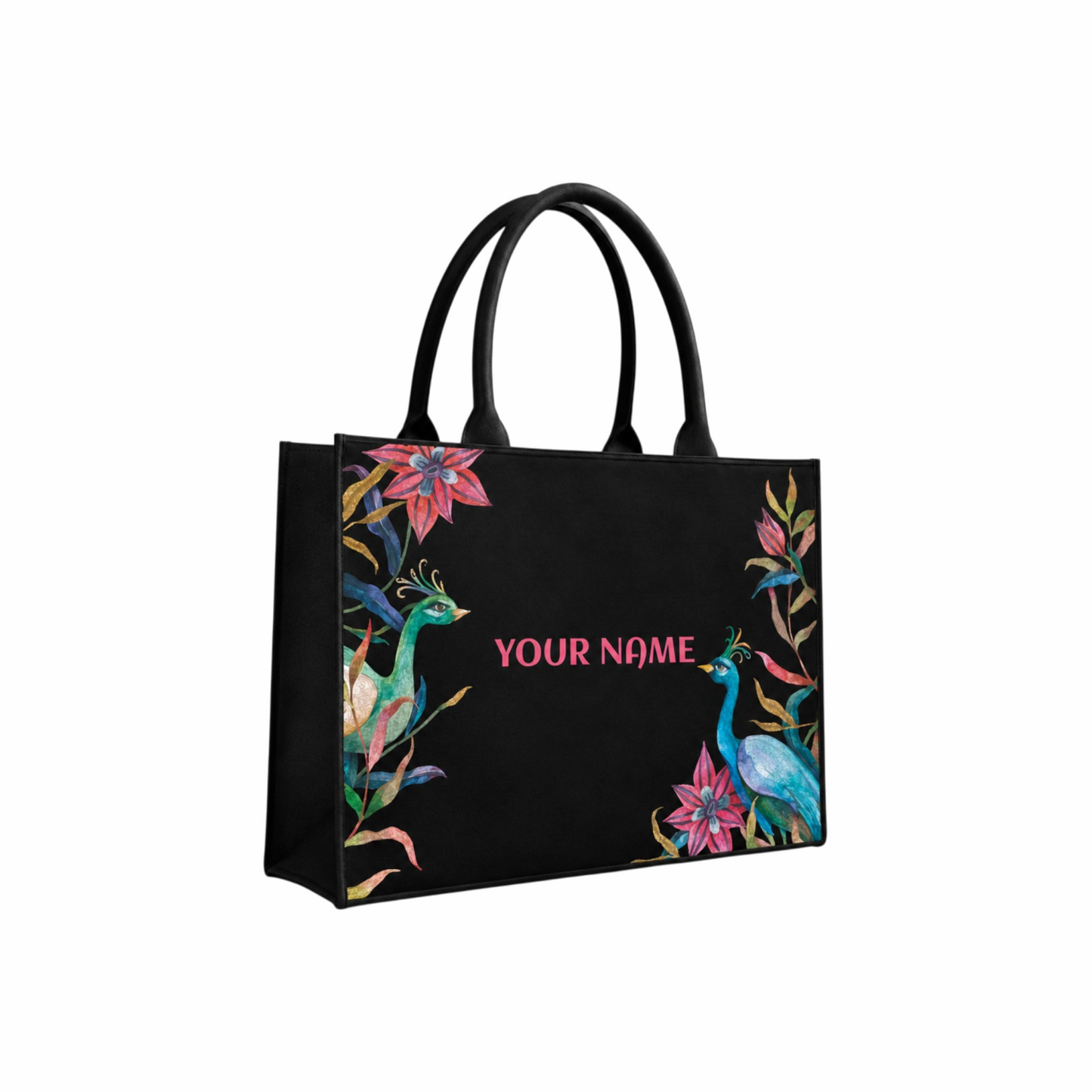 Personalized Peacock Floral Tote Bag for Women