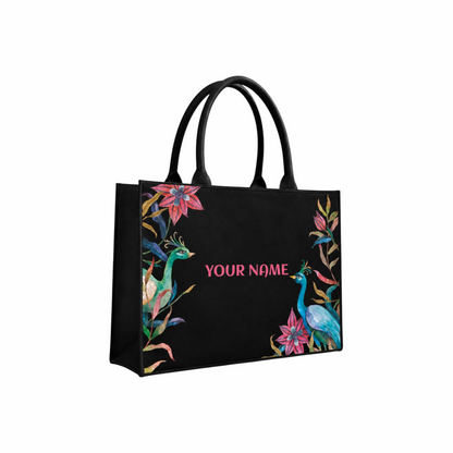 Personalized Peacock Floral Tote Bag for Women