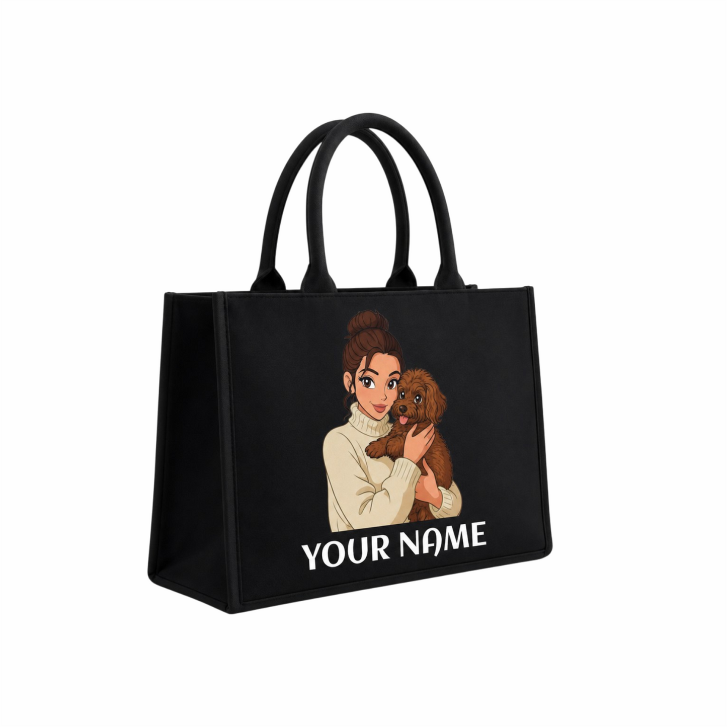 Personalized Pet Lover Tote Bag – Custom Name & Pet Portrait