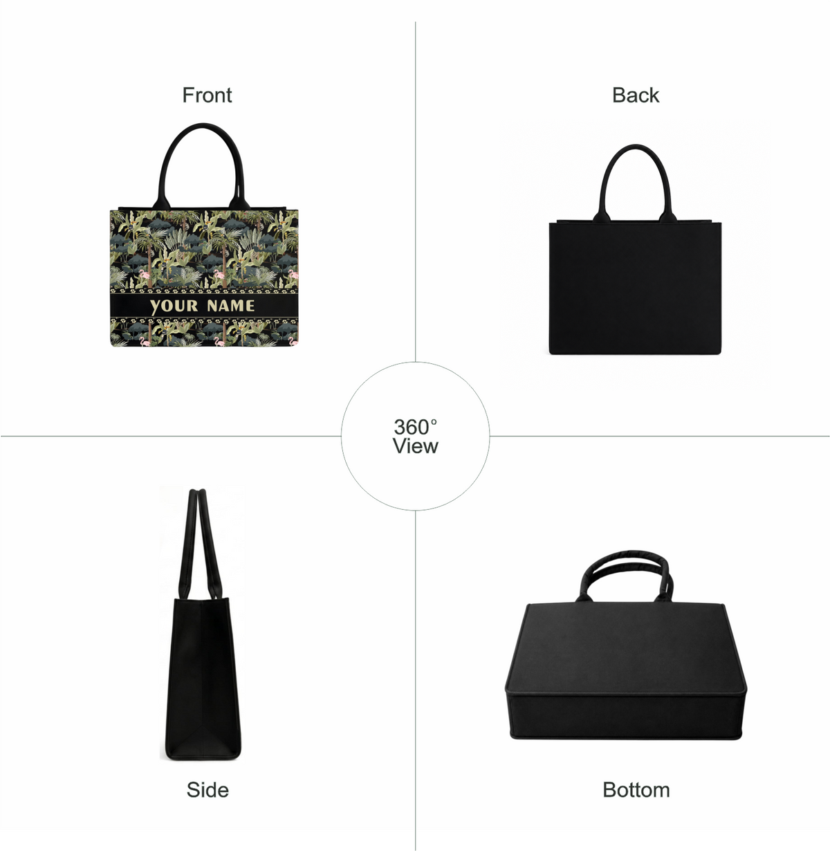 Personalized Tropical Canvas Matty Tote Bag with Name | In Valtro