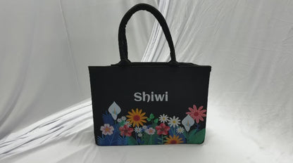 Elegance to your everyday style with this Personalized Floral Tote Bag