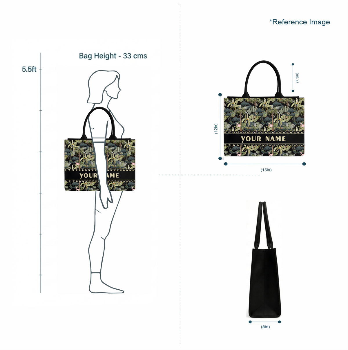 Personalized Tropical Canvas Matty Tote Bag with Name | In Valtro