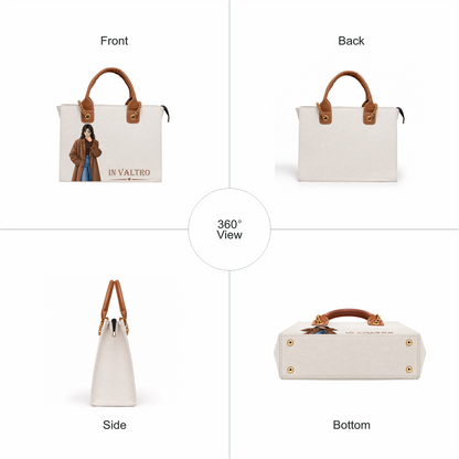 IN VALTRO Personalized Canvas Laptop Tote Bag – Brown Handles & Custom Photo Print