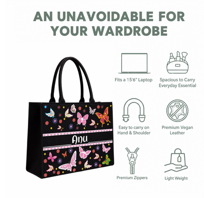 Personalized Butterfly Custom Name Tote Bag