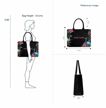 Personalized Peacock Floral Tote Bag for Women