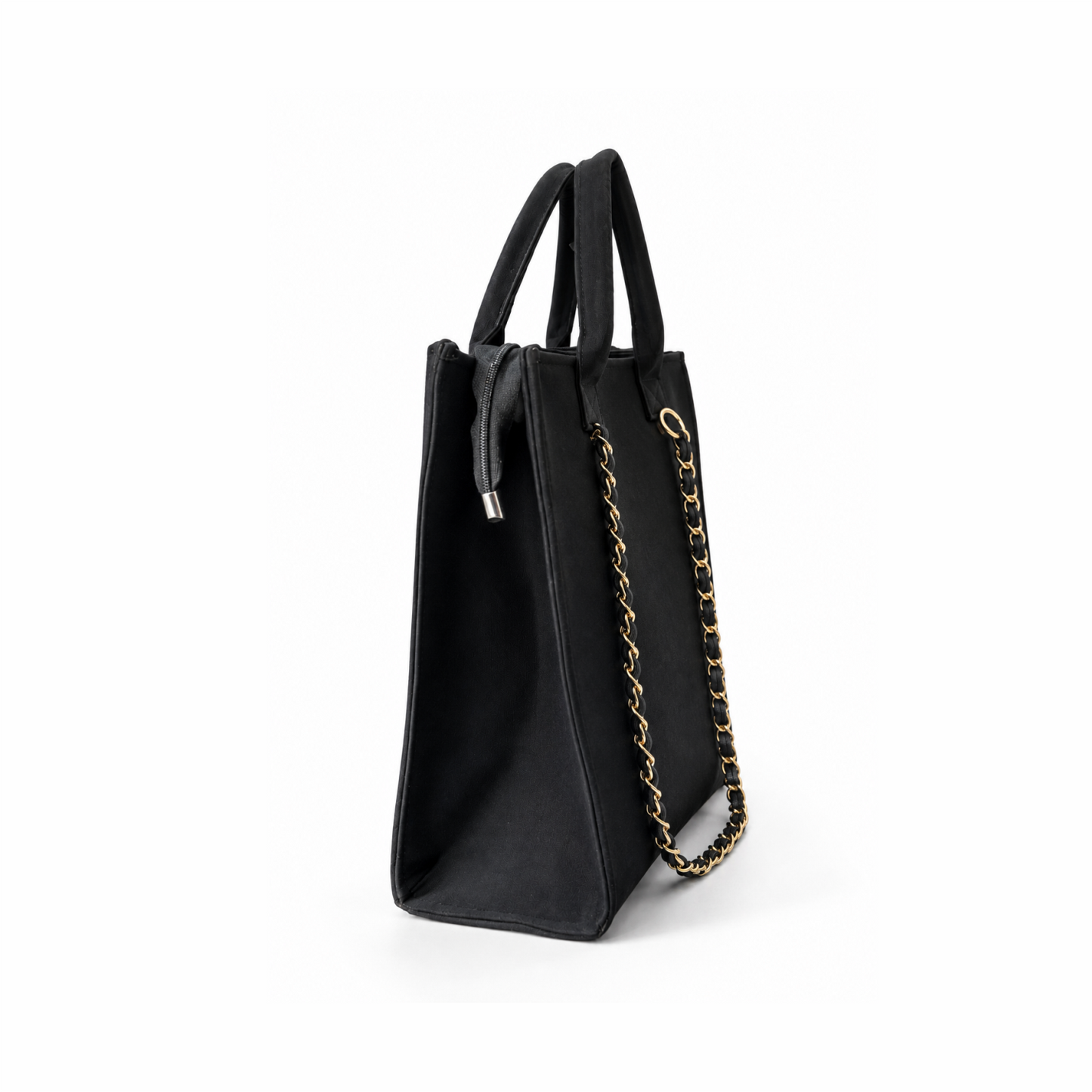 Personalized Black Floral Tote Bag – Custom Name Handbag for Women