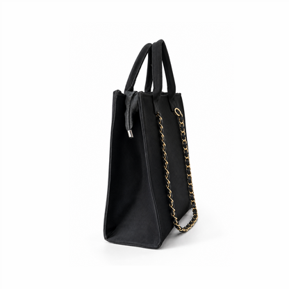 Personalized Black Floral Tote Bag – Custom Name Handbag for Women