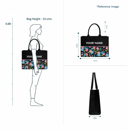 Personalized Floral Name Tote Bag for Women