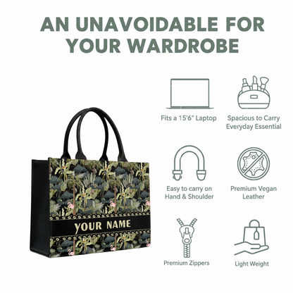 Personalized Tropical Canvas Matty Tote Bag with Name | In Valtro