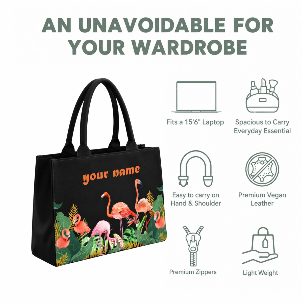 In Valtro Personalized Flamingo Tote Bag