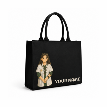 Personalized Doctor Girl Tote Bag with Custom Name ⭐