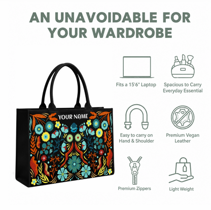 Personalized Botanical Name Tote Bag – Custom Floral Canvas Handbag