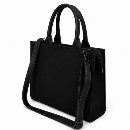 Personalized Black Floral Embroidered Tote Bag