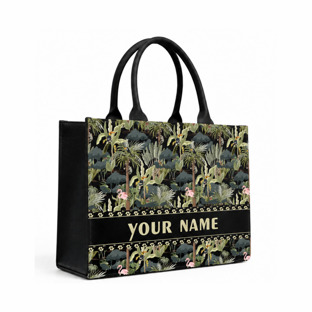 Personalized Tropical Canvas Matty Tote Bag with Name | In Valtro